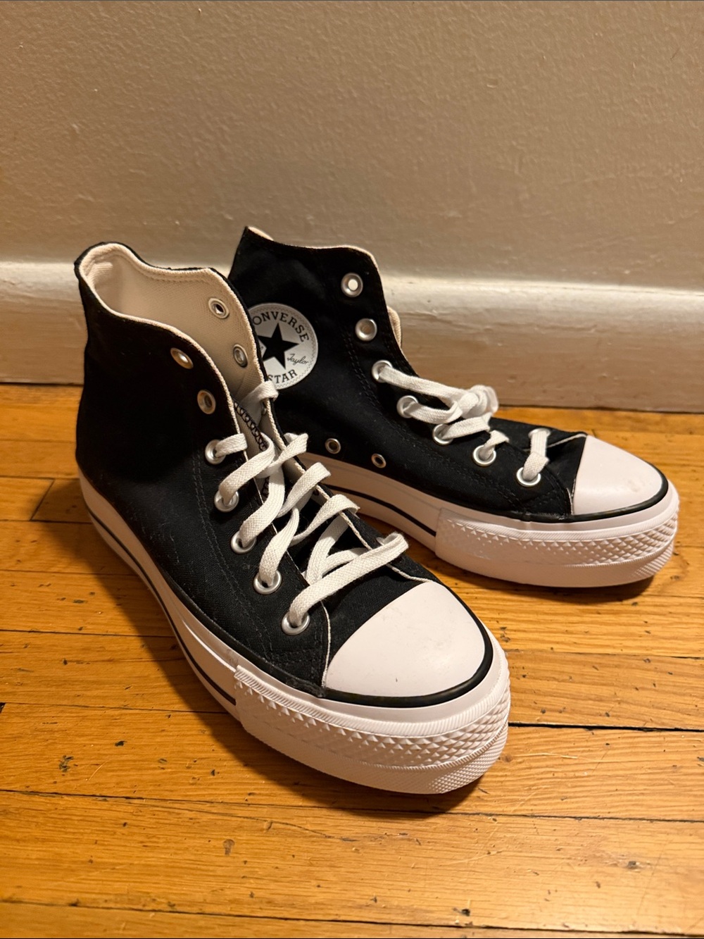 Converse Black and White High-Top Platform Sneakers